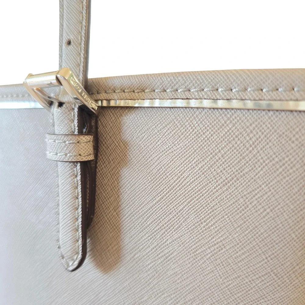 Michael Kors Jet Set‎ Grey Saffiano Leather Tote Bag Silver Hardware